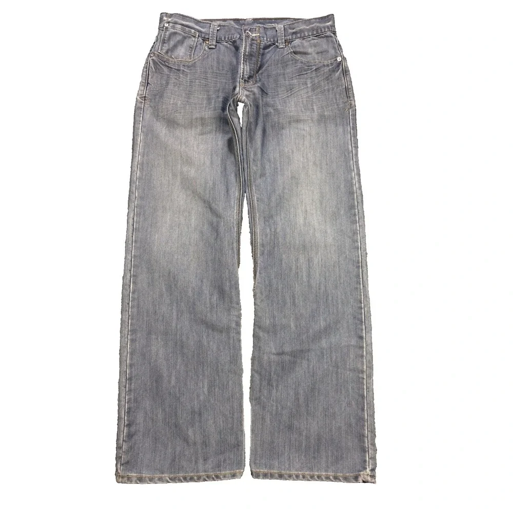 Levis 514 Jeans Men 36x32 Lt Blue Flap Pocket Triple Stitch Whiskered Denim Rare